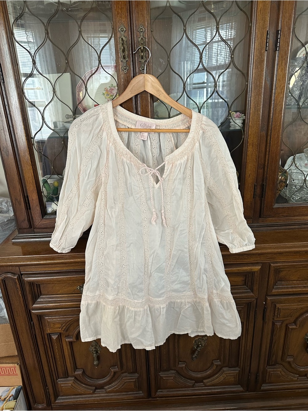 Cream Peasant Tunic Top